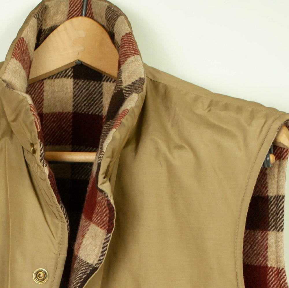 Vintage Vest Plaid Wool Button Snap Size M